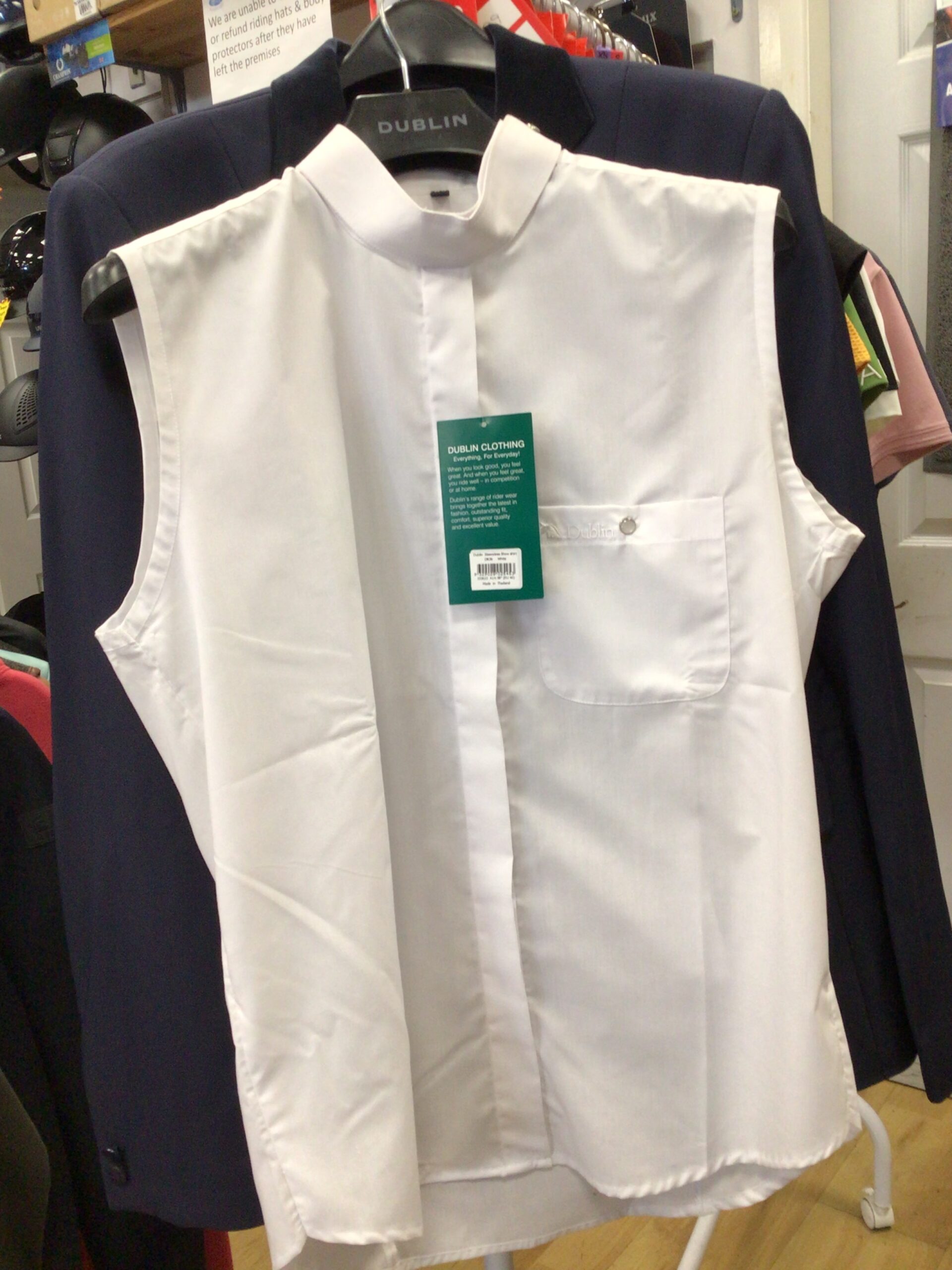 Dublin Sleeveless Show Shirt - White, Size 14 (38”)